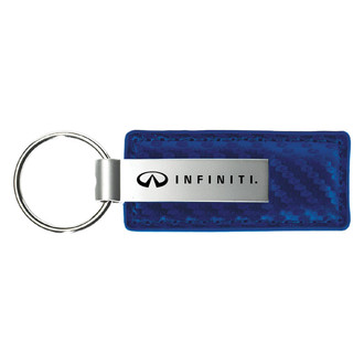 Autogold® - Infiniti Logo Blue Carbon Fiber Leather Key Chain