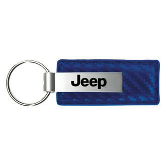 Autogold® - Jeep Blue Carbon Fiber Leather Key Chain