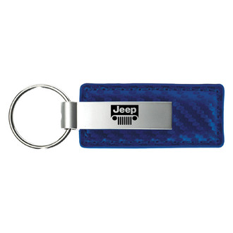 Autogold® - Jeep Grille Blue Carbon Fiber Leather Key Chain