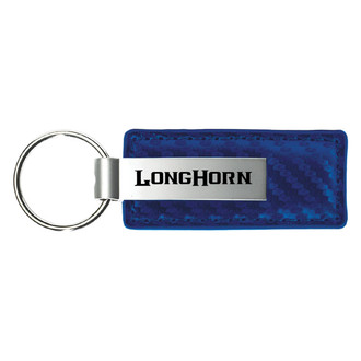 Autogold® - Longhorn Logo Blue Carbon Fiber Leather Key Chain