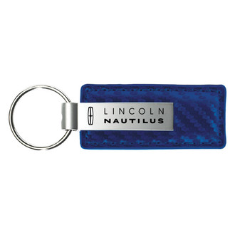 Autogold® - Nautilus Logo Blue Carbon Fiber Leather Key Chain