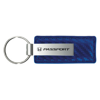 Autogold® - Passport Logo Blue Carbon Fiber Leather Key Chain