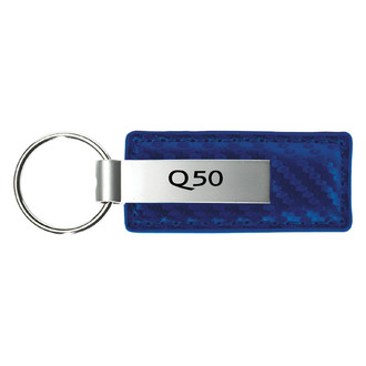 Autogold® - Q50 Logo Blue Carbon Fiber Leather Key Chain