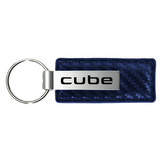 Autogold® - Cube Logo Navy Carbon Fiber Leather Key Chain