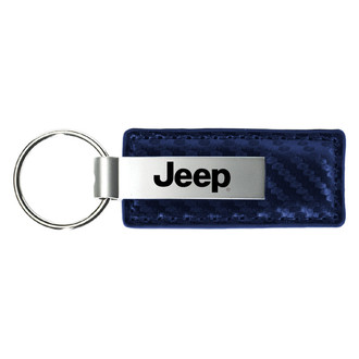 Autogold® - Jeep Navy Carbon Fiber Leather Key Chain