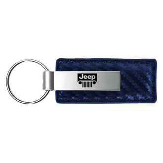 Autogold® - Jeep Grille Navy Carbon Fiber Leather Key Chain