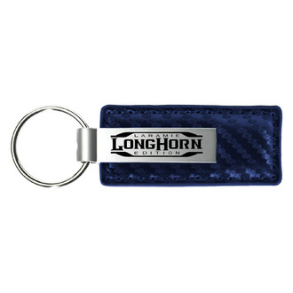 Autogold® - Longhorn Laramie Logo Navy Carbon Fiber Leather Key Chain