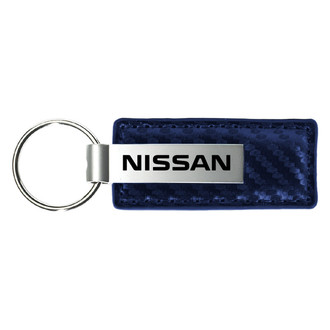 Autogold® - Nissan Logo Navy Carbon Fiber Leather Key Chain