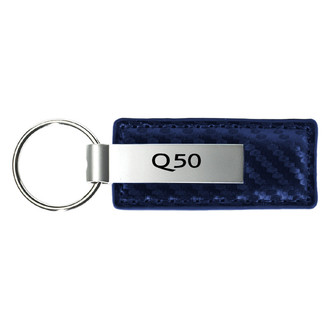 Autogold® - Q50 Logo Navy Carbon Fiber Leather Key Chain