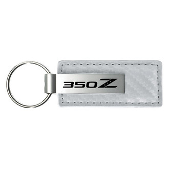 Autogold® - 350Z Logo White Carbon Fiber Leather Key Chain