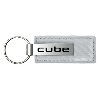 Autogold® - Cube Logo White Carbon Fiber Leather Key Chain