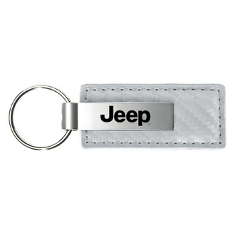 Autogold® - Jeep White Carbon Fiber Leather Key Chain
