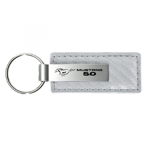 Autogold® - Mustang 5.0 White Carbon Fiber Leather Key Chain