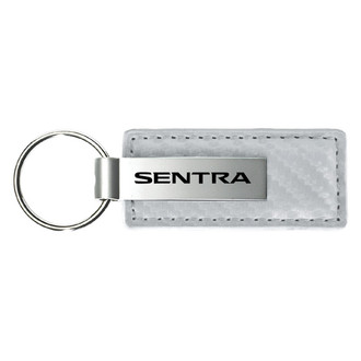 Autogold® - Sentra Logo White Carbon Fiber Leather Key Chain