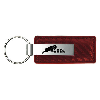 Autogold® - Big Horn Logo Burgundy Carbon Fiber Leather Key Chain