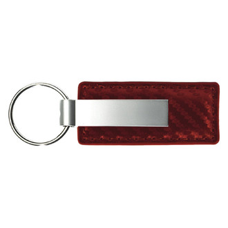 Autogold® - Blank Logo Burgundy Carbon Fiber Leather Key Chain