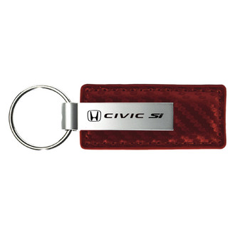 Autogold® - Civic SI Burgundy Carbon Fiber Leather Key Chain