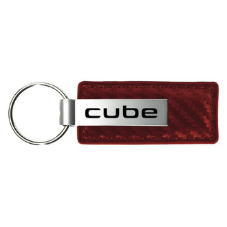 Autogold® - Cube Logo Burgundy Carbon Fiber Leather Key Chain