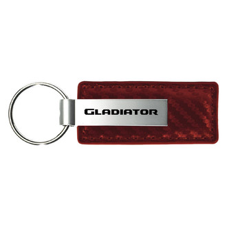 Autogold® - Gladiator Logo Burgundy Carbon Fiber Leather Key Chain