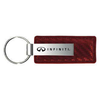 Autogold® - Infiniti Logo Burgundy Carbon Fiber Leather Key Chain