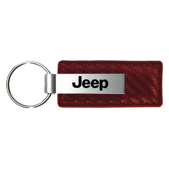 Autogold® - Jeep Burgundy Carbon Fiber Leather Key Chain