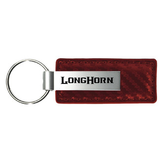 Autogold® - Longhorn Logo Burgundy Carbon Fiber Leather Key Chain