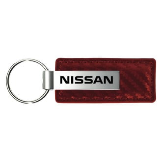 Autogold® - Nissan Logo Burgundy Carbon Fiber Leather Key Chain