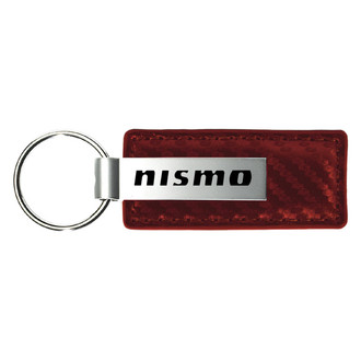 Autogold® - Nismo Logo Burgundy Carbon Fiber Leather Key Chain