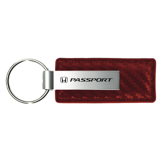 Autogold® - Passport Logo Burgundy Carbon Fiber Leather Key Chain