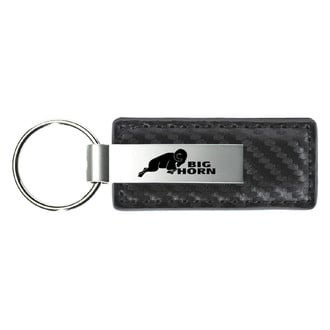 Autogold® - Big Horn Logo Gun Metal Carbon Fiber Leather Key Chain
