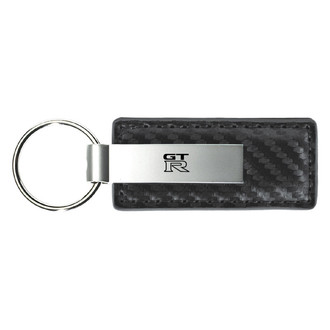 Autogold® - GTR Logo Gun Metal Carbon Fiber Leather Key Chain
