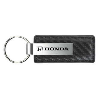 Autogold® - Honda Gun Metal Carbon Fiber Leather Key Chain