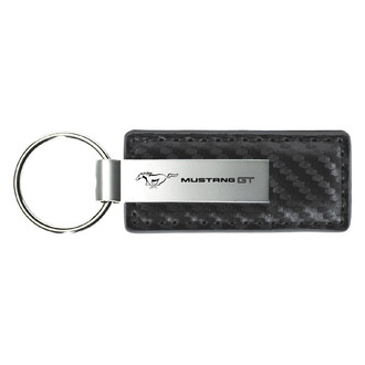 Autogold® - Mustang GT Gun Metal Carbon Fiber Leather Key Chain