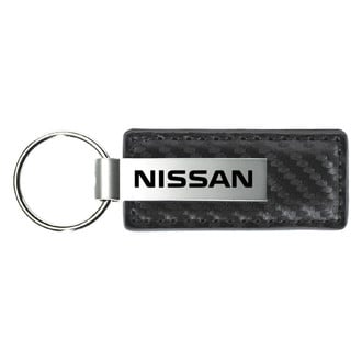 Autogold® - Nissan Logo Gun Metal Carbon Fiber Leather Key Chain