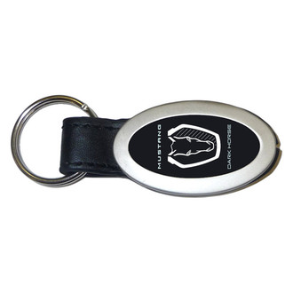 Autogold® - Dark Horse Black Oval Leather Key Chain