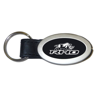 Autogold® - RHO Stacked Black Oval Leather Key Chain