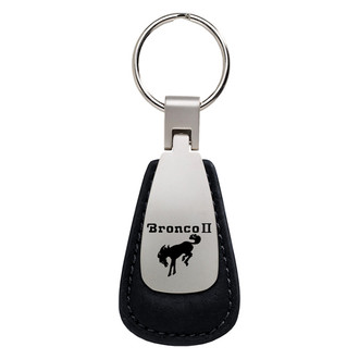 Autogold® - Bronco II Black Leather Teardrop Key Chain