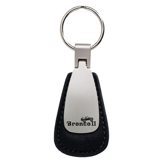 Autogold® - Bronco II Climbing Black Leather Teardrop Key Chain