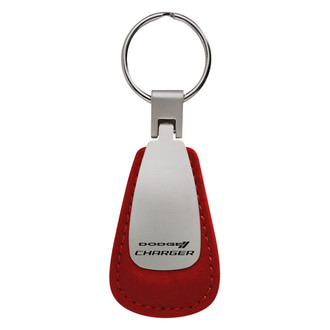 Autogold® - Charger Red Leather Teardrop Key Chain