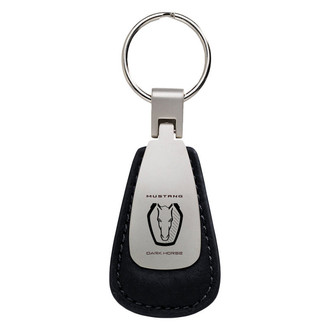Autogold® - Dark Horse Black Leather Teardrop Key Chain