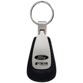 Autogold® - FX4 Black Leather Teardrop Key Chain