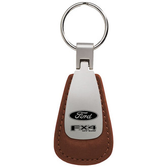 Autogold® - FX4 Brown Leather Teardrop Key Chain