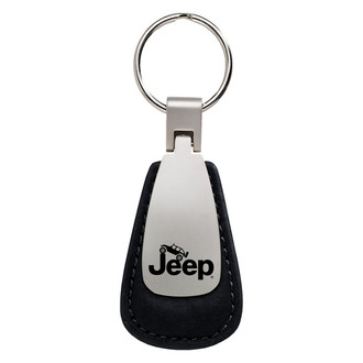 Autogold® - Jeep Climbing Black Leather Teardrop Key Chain