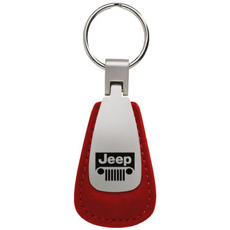Autogold® - Jeep Grille Red Leather Teardrop Key Chain