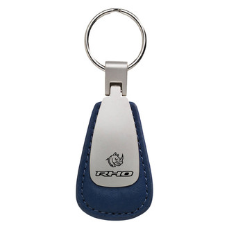 Autogold® - RHO Head Blue Leather Teardrop Key Chain