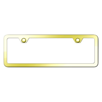 Autogold® - Slimline Plain 2-Hole Gold Mini Size License Plate Frame