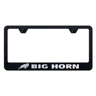 Autogold® - Rugged Black License Plate Frame with Laser Etched Big Horn Logo
