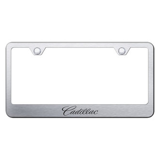 Autogold® - Brushed License Plate Frame with Laser Etched Cadillac New Logo