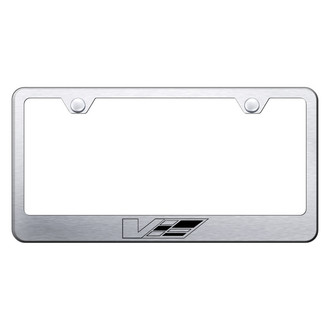 Autogold® - Brushed License Plate Frame with Laser Etched Cadillac V