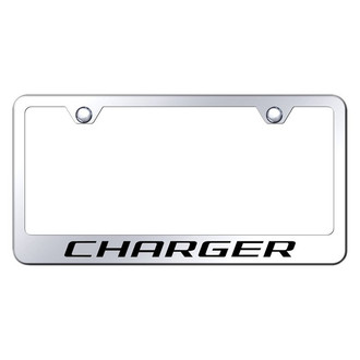 Autogold® - Chrome License Plate Frame with Laser Etched Charger Logo